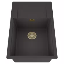 HD Onyx Antracit 78-XL egymedencés mosogatótálca, csepegtetőtálcával, matt antracit színben, szálcsiszolt arany leeresztő szifonnal