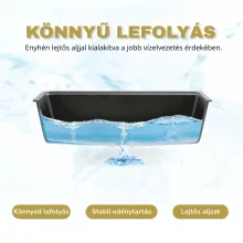 HD Onyx Antracit 78-XL egymedencés gránit mosogatótálca szett, csepegtetőtálcával, vágódeszkával, matt fekete csepegtetőráccsal és krómozott kosárral, matt antracit színben, matt fekete leeresztő szifonnal