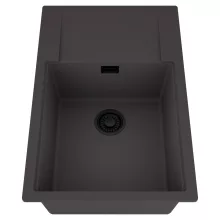 HD Onyx Antracit 78-XL egymedencés mosogatótálca, csepegtetőtálcával, matt antracit színben, matt fekete leeresztő szifonnal