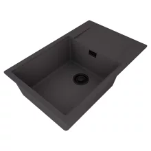 HD Onyx Antracit 78-XL egymedencés mosogatótálca, csepegtetőtálcával, matt antracit színben, matt fekete leeresztő szifonnal