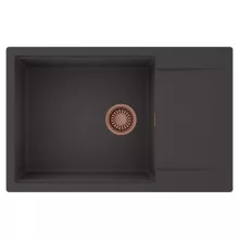 HD Onyx Antracit 78-XL egymedencés mosogatótálca, csepegtetőtálcával, matt antracit színben, szálcsiszolt réz leeresztő szifonnal