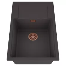 HD Onyx Antracit 78-XL egymedencés mosogatótálca, csepegtetőtálcával, matt antracit színben, szálcsiszolt réz leeresztő szifonnal