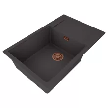 HD Onyx Antracit 78-XL egymedencés mosogatótálca, csepegtetőtálcával, matt antracit színben, szálcsiszolt réz leeresztő szifonnal