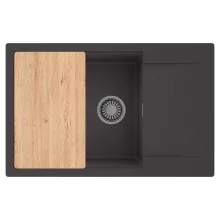 HD Onyx Antracit 78-XL egymedencés gránit mosogatótálca, vágódeszkával, matt antracit színben