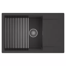 HD Onyx Antracit 78-XL egymedencés mosogatótálca szett, acél csepegtetőráccsal, csepegtetőtálcával, matt antracit színben