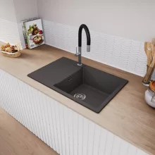 HD Onyx Antracit 78-XL egymedencés mosogatótálca, csepegtetőtálcával, matt antracit színben