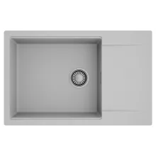 HD Onyx Grey 78-XL egymedencés mosogatótálca, csepegtetőtálcával, alpesi szürke színben, szálcsiszolt króm leeresztő szifonnal