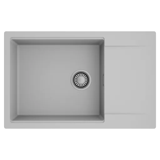 HD Onyx Grey 78-XL egymedencés mosogatótálca, csepegtetőtálcával, alpesi szürke színben, szálcsiszolt króm leeresztő szifonnal