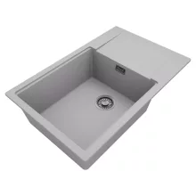 HD Onyx Grey 78-XL egymedencés mosogatótálca, csepegtetőtálcával, alpesi szürke színben, szálcsiszolt króm leeresztő szifonnal