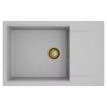 HD Onyx Grey 78-XL egymedencés mosogatótálca, csepegtetőtálcával, alpesi szürke színben, szálcsiszolt arany leeresztő szifonnal