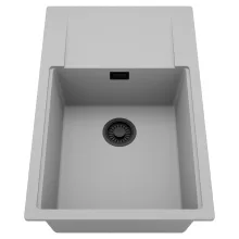 HD Onyx Grey 78-XL egymedencés mosogatótálca, csepegtetőtálcával, alpesi szürke színben, matt fekete leeresztő szifonnal