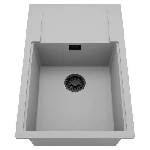 HD Onyx Grey 78-XL egymedencés mosogatótálca, csepegtetőtálcával, alpesi szürke színben, matt fekete leeresztő szifonnal