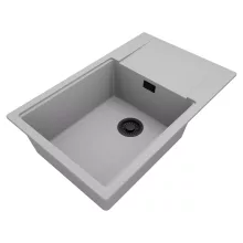 HD Onyx Grey 78-XL egymedencés mosogatótálca, csepegtetőtálcával, alpesi szürke színben, matt fekete leeresztő szifonnal