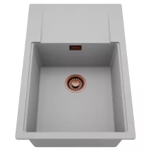 HD Onyx Grey 78-XL egymedencés mosogatótálca, csepegtetőtálcával, alpesi szürke színben, szálcsiszolt réz leeresztő szifonnal