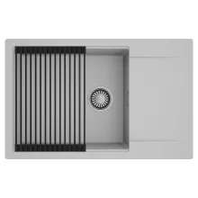 HD Onyx Grey 78-XL egymedencés mosogatótálca szett, matt fekete csepegtetőráccsal, csepegtetőtálcával, alpesi szürke színben