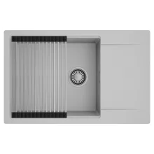 HD Onyx Grey 78-XL egymedencés mosogatótálca szett, acél csepegtetőráccsal, csepegtetőtálcával, alpesi szürke színben