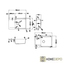 HD Onyx Black 78-XL egymedencés gránit mosogatótálca, vágódeszkával, matt fekete színben, szálcsiszolt króm leeresztő szifonnal