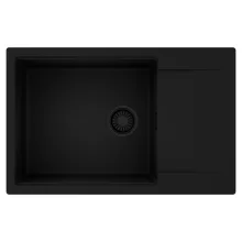 HD Onyx Black 78-XL egymedencés mosogatótálca, csepegtetőtálcával, matt fekete színben, matt fekete leeresztő szifonnal