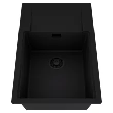 HD Onyx Black 78-XL egymedencés mosogatótálca, csepegtetőtálcával, matt fekete színben, matt fekete leeresztő szifonnal