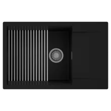 HD Onyx Black 78-XL egymedencés mosogatótálca szett, acél csepegtetőráccsal, csepegtetőtálcával, matt fekete színben