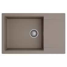 HD Onyx Tortora 78-XL egymedencés mosogatótálca, csepegtetőtálcával, tortora színben, szálcsiszolt króm leeresztő szifonnal