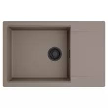 HD Onyx Tortora 78-XL egymedencés mosogatótálca, csepegtetőtálcával, tortora színben, matt fekete leeresztő szifonnal