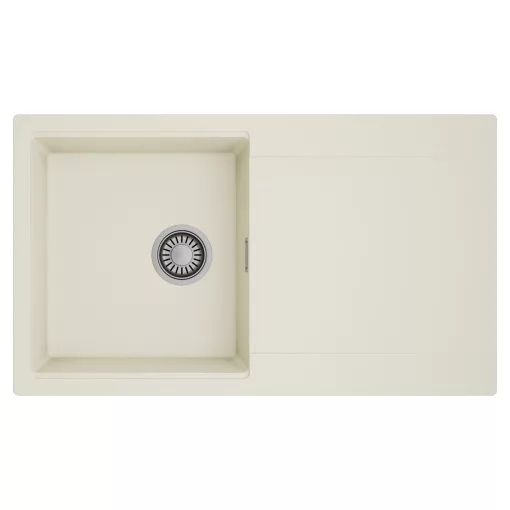 HD Onyx White 86 egymedencés mosogatótálca, csepegtetőtálcával, tört fehér színben