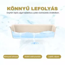 HD Onyx Beige 86 egymedencés gránit mosogatótálca szett, csepegtetőtálcával, vágódeszkával, matt fekete csepegtetőráccsal és kosárral, soft bézs színben, szálcsiszolt arany leeresztő szifonnal
