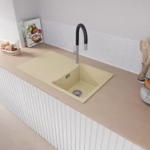 HD Onyx Beige 86 egymedencés mosogatótálca, csepegtetőtálcával, soft bézs színben