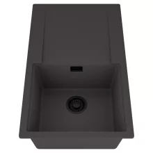 HD Onyx Antracit 86 egymedencés mosogatótálca, csepegtetőtálcával, matt antracit színben, matt fekete leeresztő szifonnal