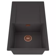 HD Onyx Antracit 86 egymedencés mosogatótálca, csepegtetőtálcával, matt antracit színben, szálcsiszolt réz leeresztő szifonnal