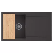 HD Onyx Antracit 86 egymedencés gránit mosogatótálca, vágódeszkával, matt antracit színben