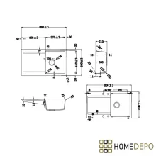 HD Onyx Antracit 86 egymedencés gránit mosogatótálca, vágódeszkával, matt antracit színben