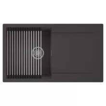 HD Onyx Antracit 86 egymedencés mosogatótálca szett, acél csepegtetőráccsal, csepegtetőtálcával, matt antracit színben