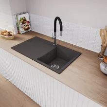 HD Onyx Antracit 86 egymedencés mosogatótálca, csepegtetőtálcával, matt antracit színben