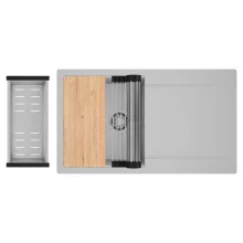 HD Onyx Grey 86 egymedencés gránit mosogatótálca szett, csepegtetőtálcával, vágódeszkával, acél csepegtetőráccsal és kosárral, alpesi szürke színben