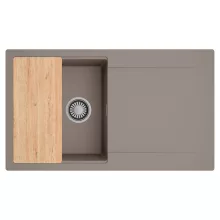 HD Onyx Tortora 86 egymedencés gránit mosogatótálca, vágódeszkával, tortora színben