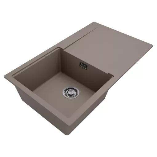 HD Onyx Tortora 86 egymedencés gránit mosogatótálca, vágódeszkával, tortora színben