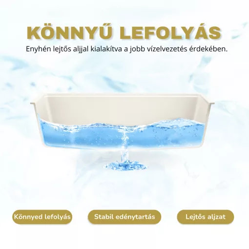 HD Onyx White 86-XL egymedencés mosogatótálca, csepegtetőtálcával, tört fehér színben, szálcsiszolt króm leeresztő szifonnal