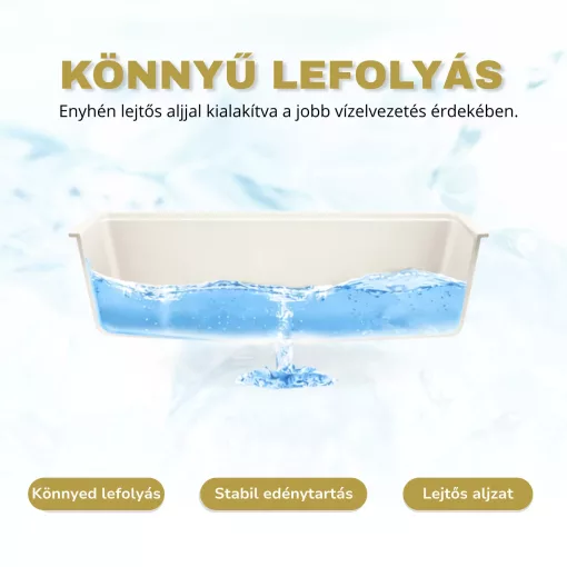 HD Onyx White 86-XL egymedencés mosogatótálca szett, matt fekete csepegtetőkosárral, csepegtetőtálcával, tört fehér színben, szálcsiszolt réz leeresztő szifonnal