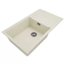 HD Onyx White 86-XL egymedencés mosogatótálca, vágódeszkával, csepegtetőtálcával, tört fehér színben