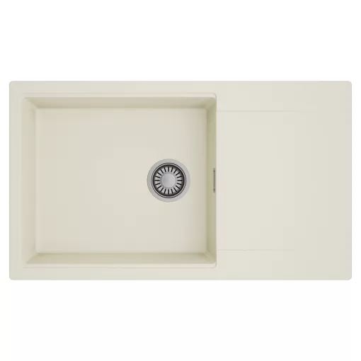 HD Onyx White 86-XL egymedencés mosogatótálca, csepegtetőtálcával, tört fehér színben