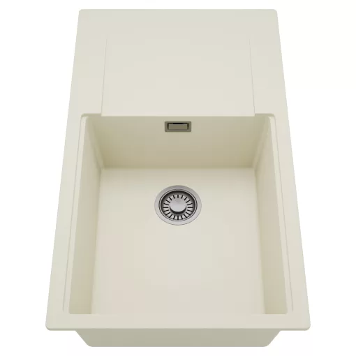 HD Onyx White 86-XL egymedencés mosogatótálca, csepegtetőtálcával, tört fehér színben