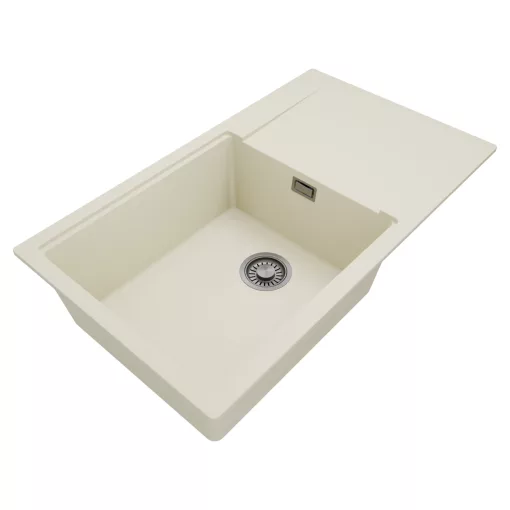 HD Onyx White 86-XL egymedencés mosogatótálca, csepegtetőtálcával, tört fehér színben