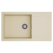 HD Onyx Beige 86-XL egymedencés mosogatótálca, csepegtetőtálcával, soft bézs színben, szálcsiszolt króm leeresztő szifonnal