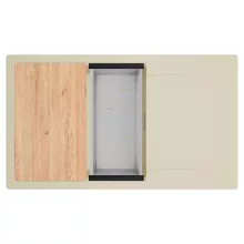 HD Onyx Beige 86-XL egymedencés gránit mosogatótálca szett, csepegtetőtálcával, vágódeszkával, acél csepegtetőkosárral, soft bézs színben