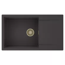 HD Onyx Antracit 86-XL egymedencés mosogatótálca, csepegtetőtálcával, matt antracit színben, szálcsiszolt arany leeresztő szifonnal
