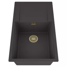 HD Onyx Antracit 86-XL egymedencés mosogatótálca, csepegtetőtálcával, matt antracit színben, szálcsiszolt arany leeresztő szifonnal