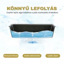HD Onyx Antracit 86-XL egymedencés mosogatótálca, csepegtetőtálcával, matt antracit színben, matt fekete leeresztő szifonnal