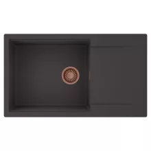 HD Onyx Antracit 86-XL egymedencés mosogatótálca, csepegtetőtálcával, matt antracit színben, szálcsiszolt réz leeresztő szifonnal